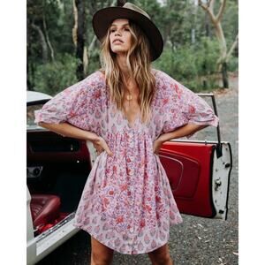 Anthropologie Kinga Csilla Womens Pink Block Lollies Mini Dress US 4